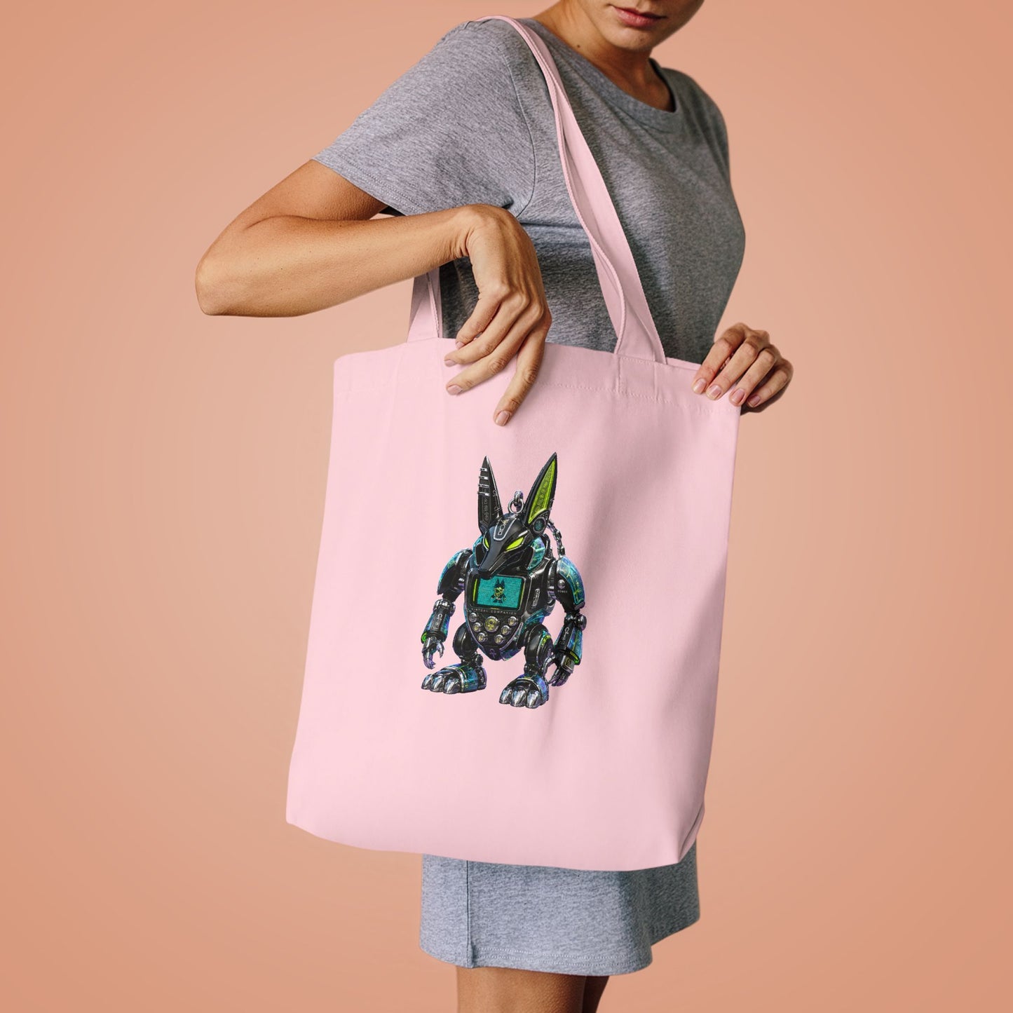 Robotic Bunny Y2K Cotton Tote Bag (IMG-010)