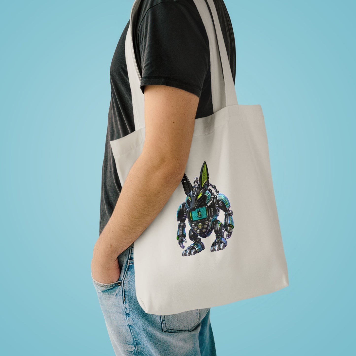Robotic Bunny Y2K Cotton Tote Bag (IMG-010)