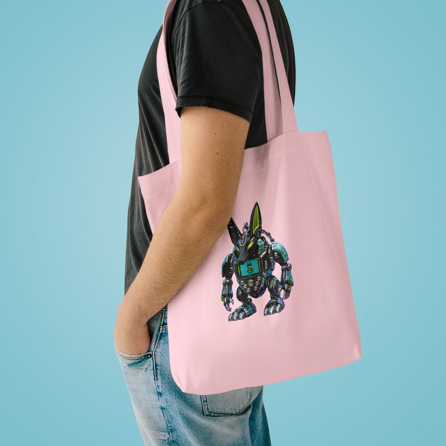 Robotic Bunny Y2K Cotton Tote Bag (IMG-010)