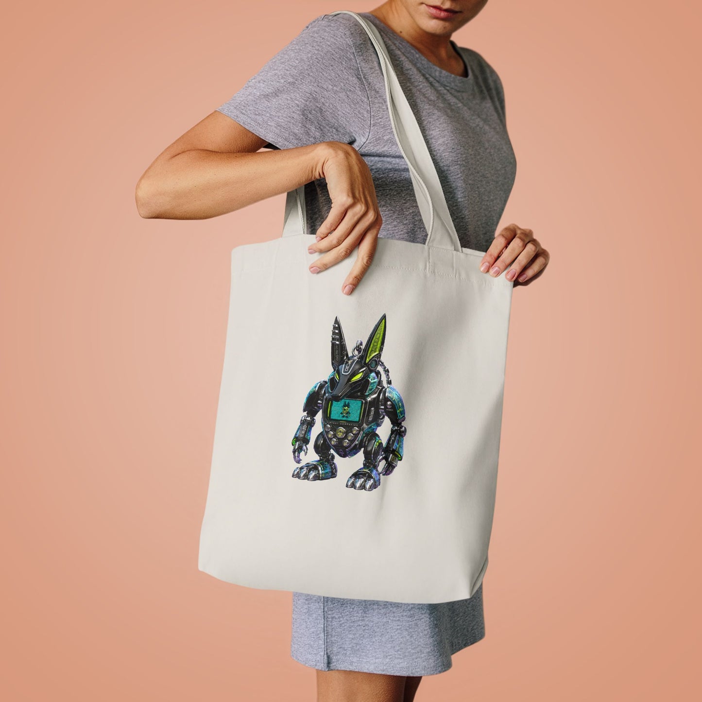 Robotic Bunny Y2K Cotton Tote Bag (IMG-010)