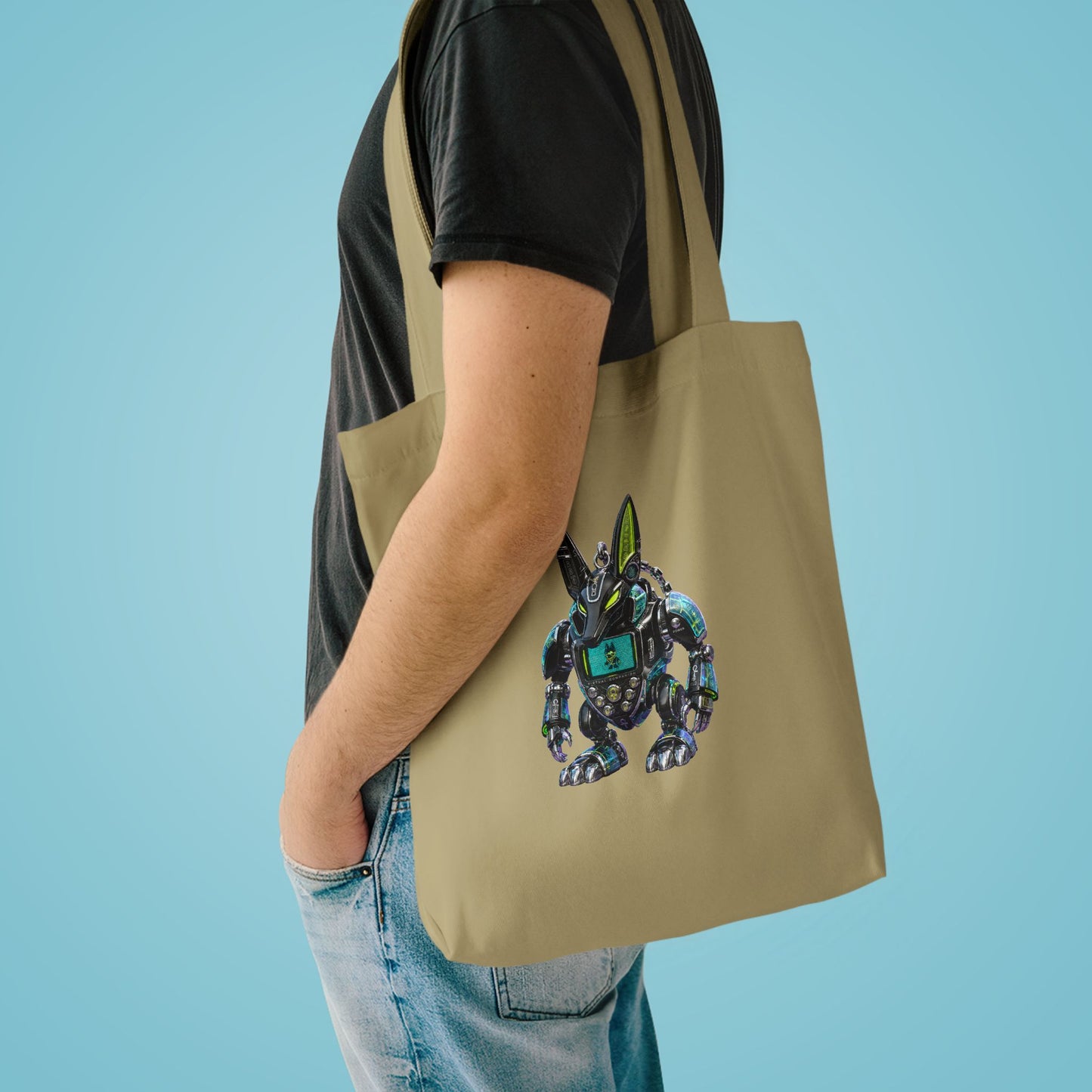 Robotic Bunny Y2K Cotton Tote Bag (IMG-010)