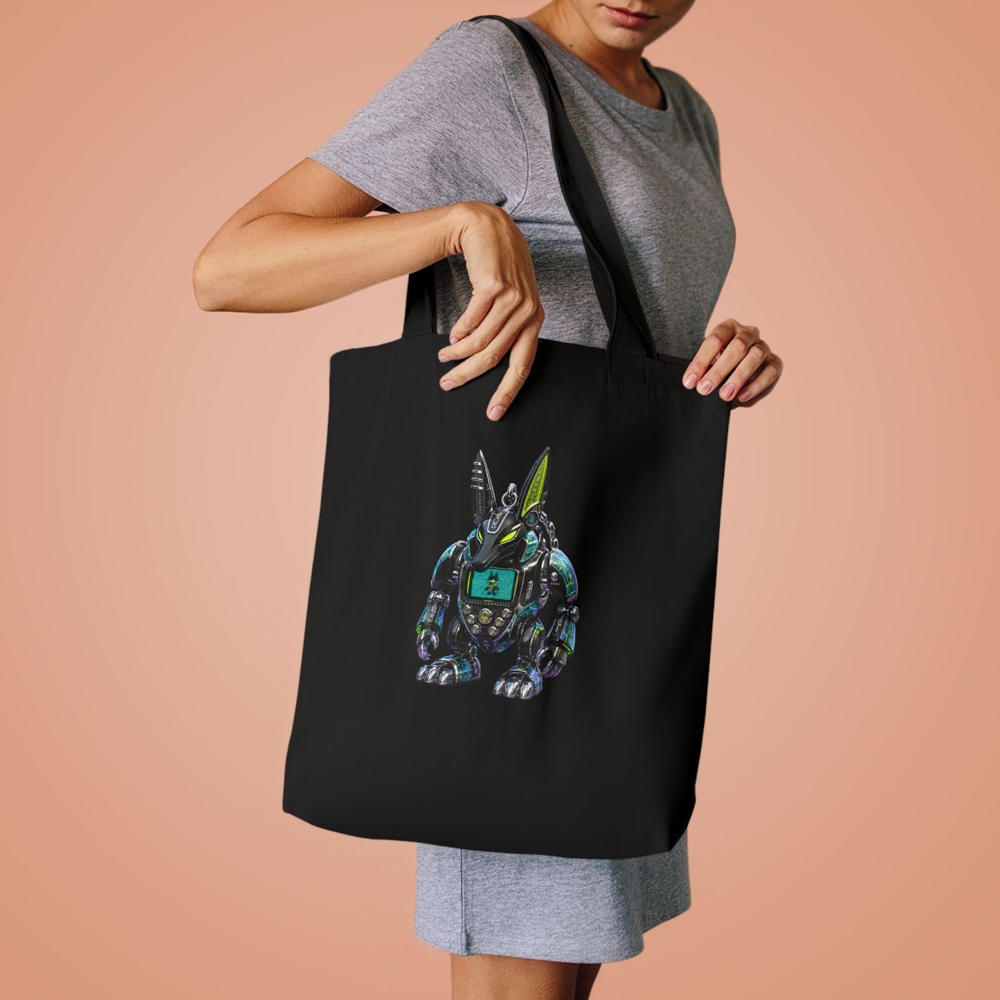 Robotic Bunny Y2K Cotton Tote Bag (IMG-010)