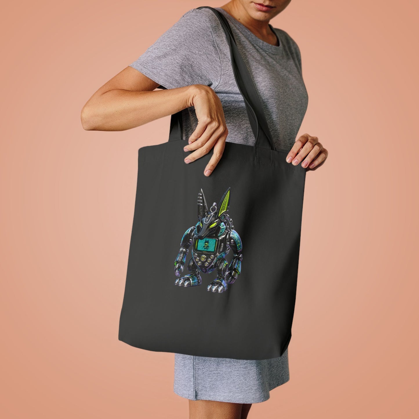 Robotic Bunny Y2K Cotton Tote Bag (IMG-010)