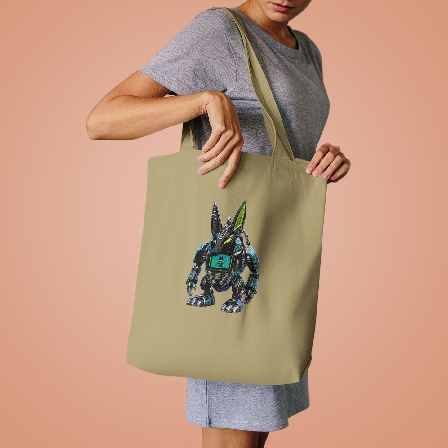Robotic Bunny Y2K Cotton Tote Bag (IMG-010)