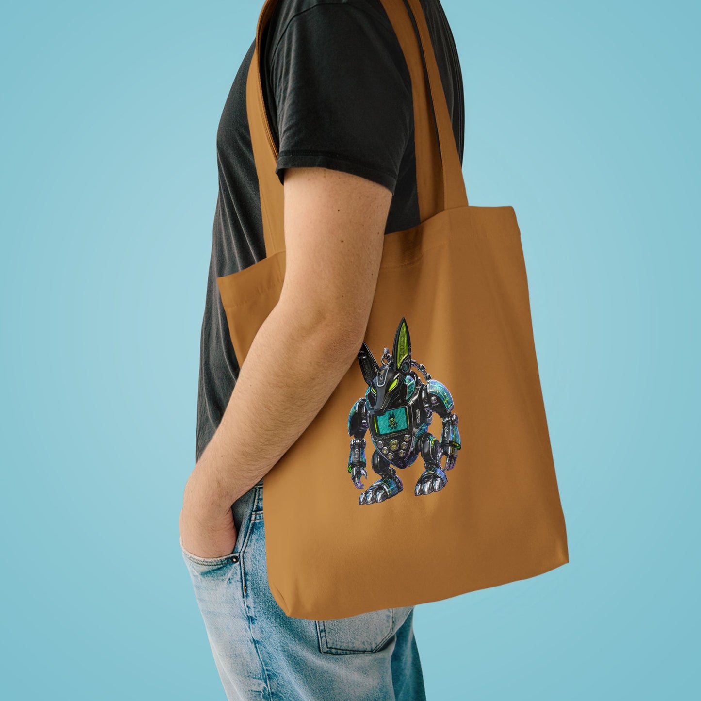 Robotic Bunny Y2K Cotton Tote Bag (IMG-010)