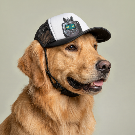 Golden retriever wearing Anubis Y2K dog foam trucker hat IMG-006